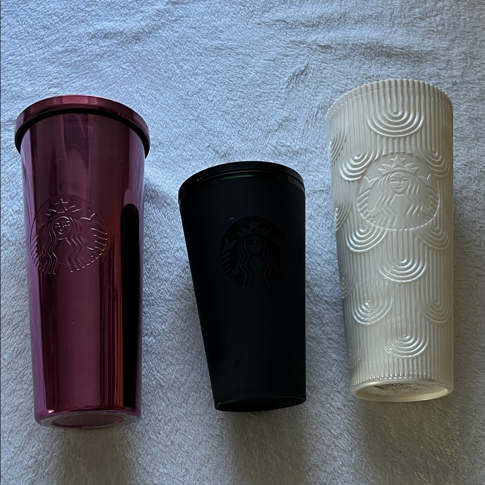 Starbucks Trio Tumbler Set - Burgundy, Black, and Cream
